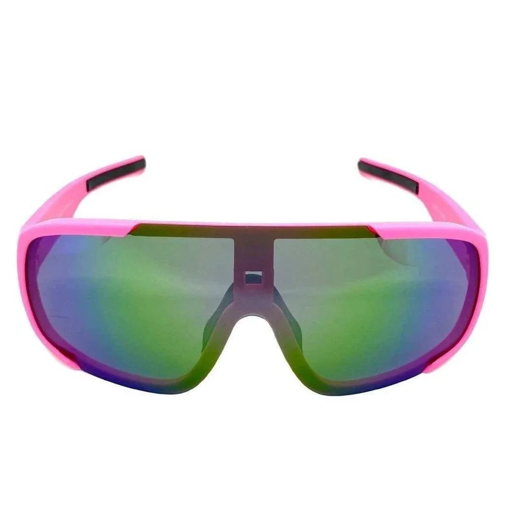 Shield Sunglasses Mirrored Lens Sport Cycling Sunglasses Pink Frame Lentes Gafas